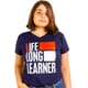 Life Long Learner - V Neck Women's Navy Blue T-shirt