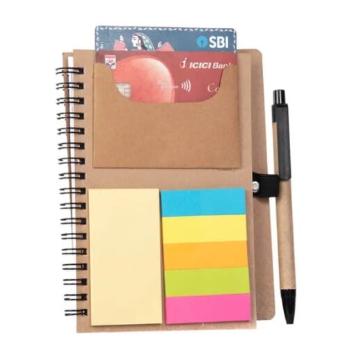 Eco Friendly Sticky Pad Notebook With Clear Cover With Pen